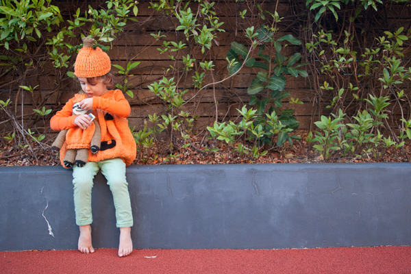 Knitted pumpkin costume