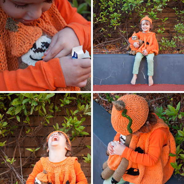 Knitted pumpkin costume